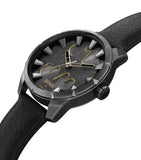 Police x Batman "The Bat" Limited Edition Gents Antique Gunmetal  Black Leather Strap Watch