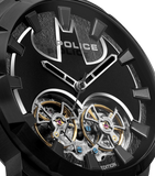 Police Dark Knight Gents Black Dial Black Leather Starp Watch