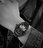 Police Dark Knight Gents Black Dial Black Leather Starp Watch