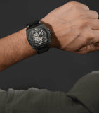 Police Norwood  Automatic Gents Black Dial Black Leather Strap Watch