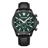 Police Rangy Gents Green Dial Black Leather Strap Watch