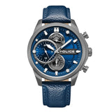 Police Reactor Gents Blue Dial Blue Leather Strap Watch