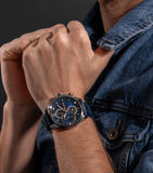Police Reactor Gents Blue Dial Blue Leather Strap Watch