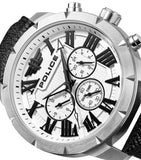 Police Roman Gents White Dial Black Leather Strap Watch