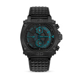 Police Men's Black Ion-Plated Multi-Function Watch with Electric Blue Accents