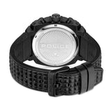 Police Men's Black Ion-Plated Multi-Function Watch with Electric Blue Accents