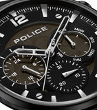 Police Driver II Gents Semi-Transparent Grey Dial Black Leather Strap Watch