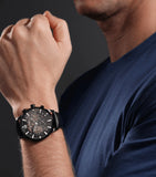 Police Driver II Gents Semi-Transparent Grey Dial Black Leather Strap Watch