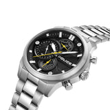 Police Reactor Gents Black Dial Stainless Steel Watch