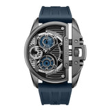 Police Daintree Gents Black and Blue Texured Dial Blue Silicon Strap Watch