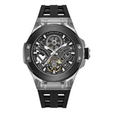Police Men's Automatic Skeleton Watch with Clear TR90 Case & Black Silicone Strap