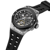Police Men's Automatic Skeleton Watch with Clear TR90 Case & Black Silicone Strap