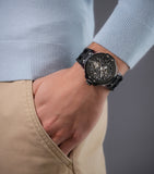 Police Men's Automatic Skeleton Watch with Clear TR90 Case & Black Silicone Strap