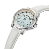 Police Mensor Gents White Dial White Leather Strap Watch