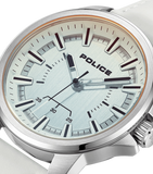 Police Mensor Gents White Dial White Leather Strap Watch