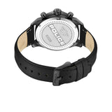 ساعة Police Menelik Gents Charcol Dial IP سوداء وحزام جلدي أسود