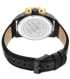Police Underlined Gents Black Dial Black Case Black Leather Strap Watch