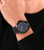 Police Barwara Gents Blue Dial Black Mesh Bracelet Watch