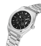 Police Ofset Gents Silver-Tone Watch with Translucent Black Dial