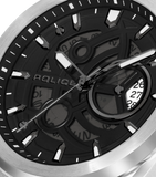 Police Ofset Gents Silver-Tone Watch with Translucent Black Dial