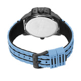 Police Underlined Gents Black Blue Dial Blue Silicone Strap Watch