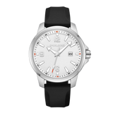 Police Mensor Gents Silver Dial Black Silicone Strap Watch