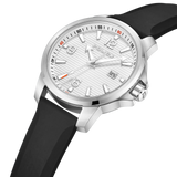 Police Mensor Gents Silver Dial Black Silicone Strap Watch