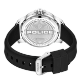 Police Mensor Gents Silver Dial Black Silicone Strap Watch
