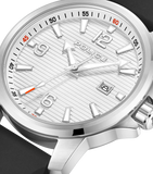 Police Mensor Gents Silver Dial Black Silicone Strap Watch