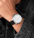 Police Mensor Gents Silver Dial Black Silicone Strap Watch