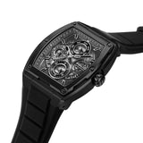 Police Creed Gents Transparent Charcoal Grey Dial Black Silicon Strap Watch