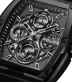 Police Creed Gents Transparent Charcoal Grey Dial Black Silicon Strap Watch