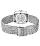 Police Glamour Square Ladies Black Satin Sunray Dial Stainless Steel Mesh Strap Watch