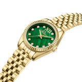 Police Flute Ladies Green MOP Dial Gold Tone Analog Watch