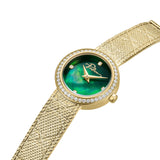 Police Flare Ladies Gold-Tone Mesh Bracelet Watch with Green Mother-of-Pearl Dial & Crystal Bezel