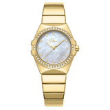Police Cosmos Ladies Gold Analog Watch with White Mother-of-Pearl Dial & Crystal Accents