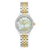 Police women's watch with silver-toned case, gold-toned and silver-toned two-tone bracelet, mother-of-pearl effect dial, and