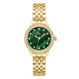 Police Women's Gold Watch with Green Mother of Pearl Dial & Crystal Bezel