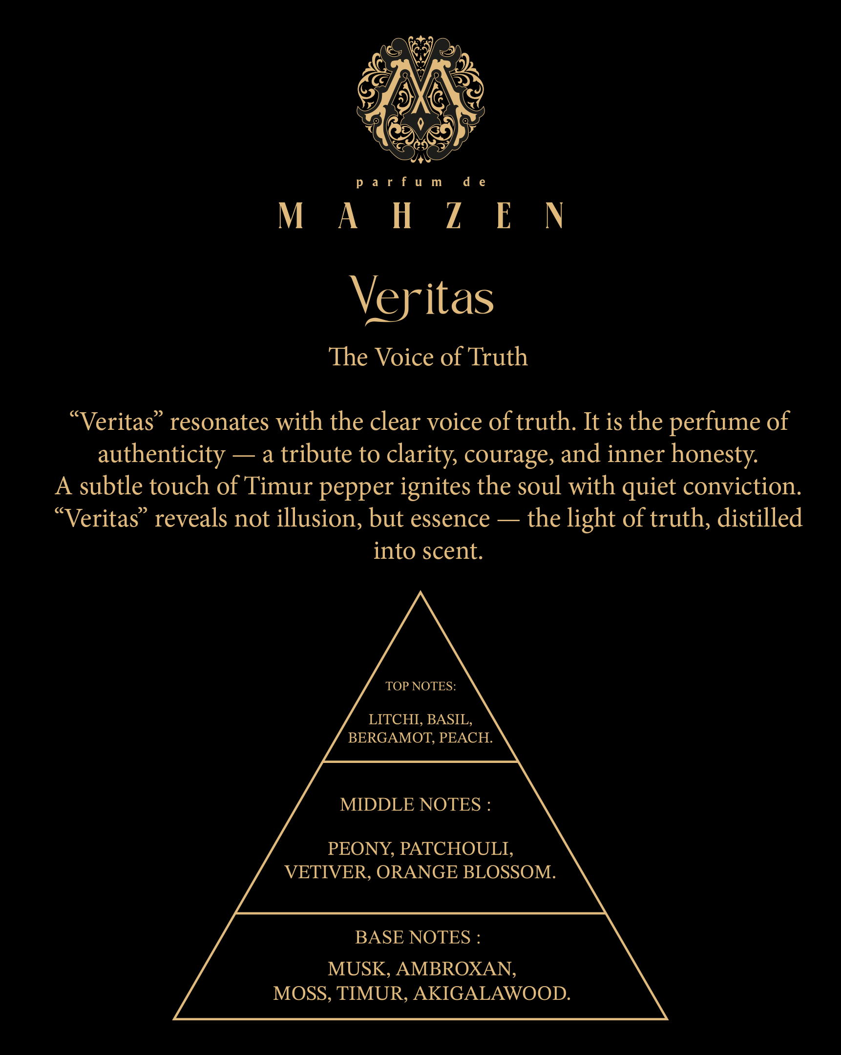 No product is visible in this image; it displays text about the perfume's concept and fragrance notes.