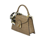 Piumelli Women's VIVA Cocco Baloo Leather Polyester Lining Scarf-Detail Handbag