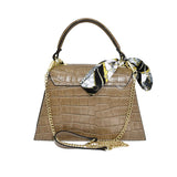 Piumelli Women's VIVA Cocco Baloo Leather Polyester Lining Scarf-Detail Handbag