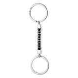 Luca Barra Gents Steel Keychain with Black Crystal Element