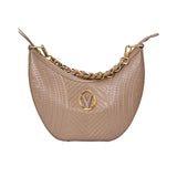 Orlandi Valentino Women's Leather Shoulder Bag with Decorative Lock