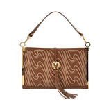Orlandi Valentino Women's Leather Brown Patterned Clutch
