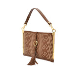 Orlandi Valentino Women's Leather Brown Patterned Clutch