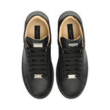 Philipp Plein  Men’s All-Black Embossed Leather Sneakers