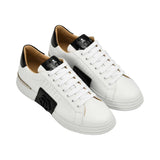 Philipp Plein Men’s White & Black Leather Logo Sneakers