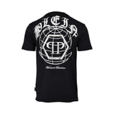 Philipp Plein Black Crew Neck T-Shirt with White Print