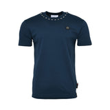 Philipp Plein Gents Navy Blue T-Shirt with Metal Studs
