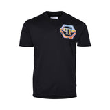 Philipp Plein Gents Black Crew Neck T-Shirt with Hexagon Logo